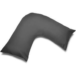 Easy Care V Shaped Pillowcase Plain Dyed Polycotton Machine Washable V Pillow Cover - Pack of 1 (Grey)