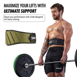 DMoose gym belt for men weight lifting. Weight Belt Gym squat Weightlifting Powerlifting Workout Heavy Duty Training Strength Training Equipment - Green Small