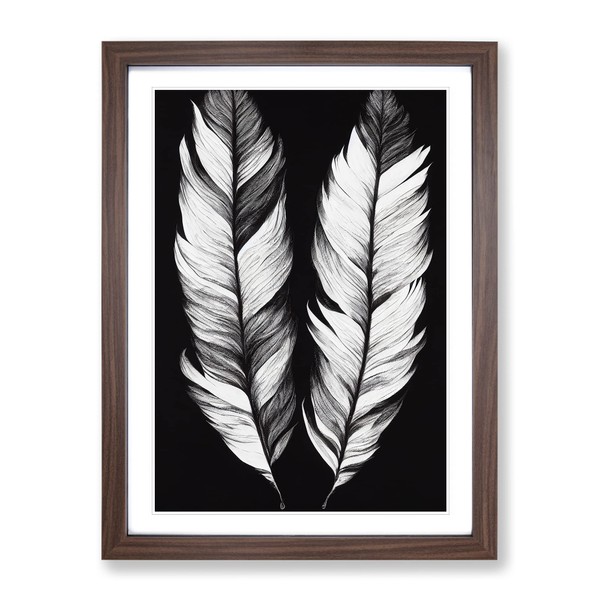 Monochrome Feathers No.1 Framed Print for Living Room Bedroom Home