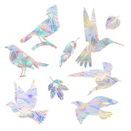 36pcs Window Bird Deterrent, Window Decal to Prevent Bird Strikes Anti Collision Rainbow Sun Reflective Clings No Glue Required for Surface Glass