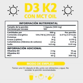 Vitamina D3  Vitamina K2  Mct Oil  Sin Azcar - Suplemento Alimenticio Vegano Beyond Vitamins - Vitaminas Mujer  Hombre - Ingredientes Non Gmo (180... 
