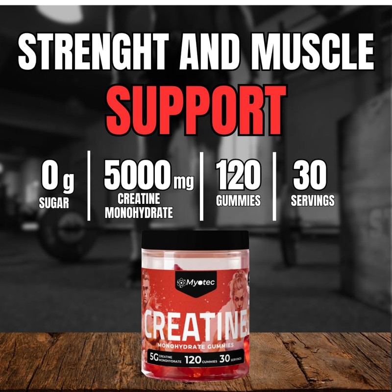 MYOTEC Creatine Monohydrate Gummies for Men & Women-5g of Creatine