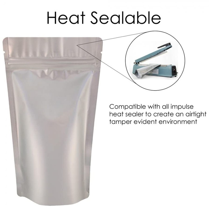 RIGHTPAK Stand Up Pouch Silver Matt 50 Pieces 19cm x