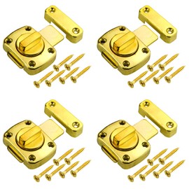 XINMEIWEN 4Pack Rotate Bolt Door Catch Gate Catches Security Door Slide Lock Revolving Door Fence Lock (Gold)