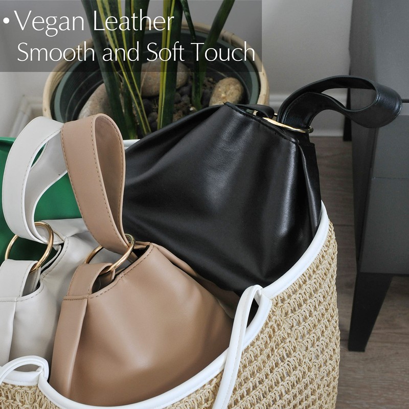 Women's Clutch Soft Vegan Leather Hobo Top Handle Bag Small