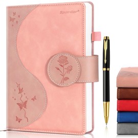 Spardar Libretas Pasta Dura con 300 PáGinas, Libreta de Notas con Rayas Gruesas y Papel de 80 GSM, Cuaderno A5, Cuaderno Pasta Dura para Mujeres, 5.7 x 8.4"(Rosa)