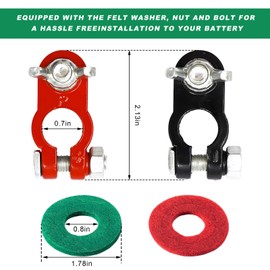MTRPS Battery Terminal Connectors, Top Post Battery Terminal Color Coded Clamps Set with Anti Corrosion Washers, Negative & Positive Battery Cable Terminals Adapter for Car Truck Boat