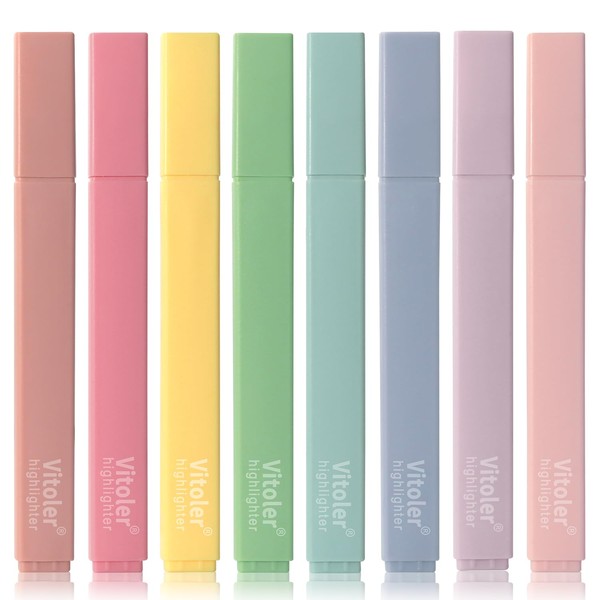 Vitoler Highlighters,8 Colors Chisel Tip Cute Highlighters,No Bleed Bible High