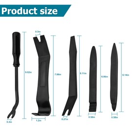 Trim Removal Tool for Auto, 5 Pcs Car Pry Tool Kit, Clip Fastener Remover Set for Panel Door Window, Plastic Installer for Vehicle Dashboard Radio Audio, Car Interior Removal Tools (Black)