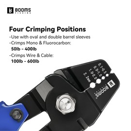 Booms Fishing Crimping Tool Kit: 10.6in Fishing Crimping Pliers with Side Wire Cutters - Up to 2.2mm Crimper, XW40