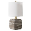 Henn&Hart 16" Tall Stone Table Lamp with Fabric Shade in