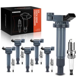 A-Premium Set of 6 Ignition Coil Pack and Iridium Spark Plugs Compatible with Toyota Camry 2002-2006, Highlander, Sienna & Lexus RX300 ES300 RX330 ES330, 3.0L 3.3L