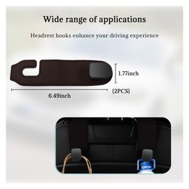 Suvnie 2 PCS Car Seat Headrest Hooks, Microfiber Leather Back Seat Hanging Storage Organizer, Automotive Purse Bags Hanger, Universal Vehicle Interior Accessories for Men and Women (Brown)