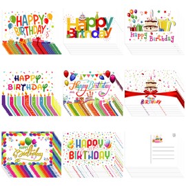 Junkin 80 Pack Happy Birthday Cards Assortment Birthday Postcards Bulk Greeting Blank Cards for Women Men Adults, 4 x 6 Inch (Birthday)