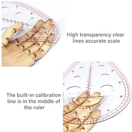 Weenwill Sewing Ruler Set, 4 Pieces Various Shapes and Dimensions, Tailor Ruler, Transparent Metric Rulers, French Curve Ruler for Sewing, Dressmaking, Sewing Tools, Sewing Pattern Templates