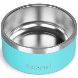 StarSpeed Stainless Steel Dog Bowl. Dog Water Bowls for Large Dogs with Rubber Bottom, Drop Resistant and Durable, Keeps Cold, Holds 8 Cups of Water, Fits Different Size Dog Bowls. (64oz, light green)