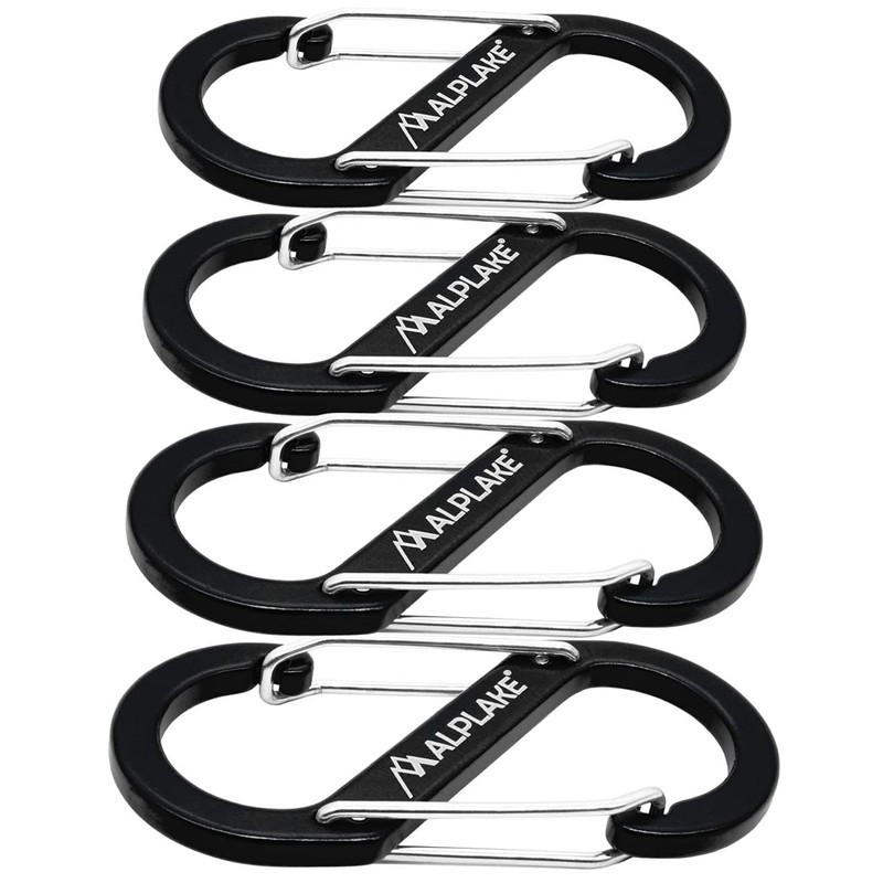 ALPLAKE ® - Pack of 4 Material Carabiners, Double Carabiner,