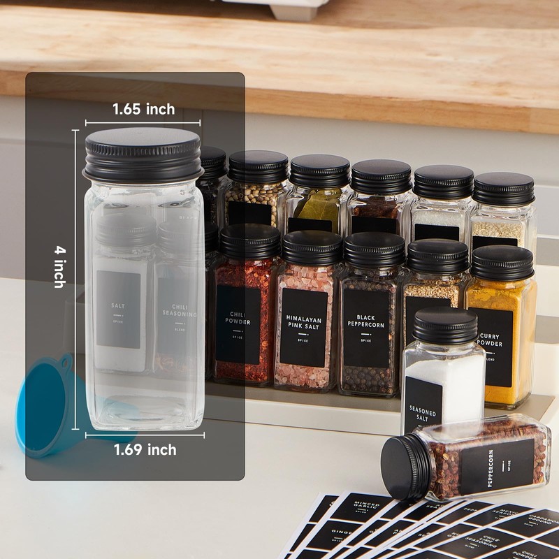 Skiileor 36 Pcs Spice Jars with Label- Glass Spice Jars