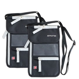 SANTREST Travel Neck Pouch Passport Holder with RFID Blocking- Compact Neck Wallet with Free Bonus RFID Sleeves…