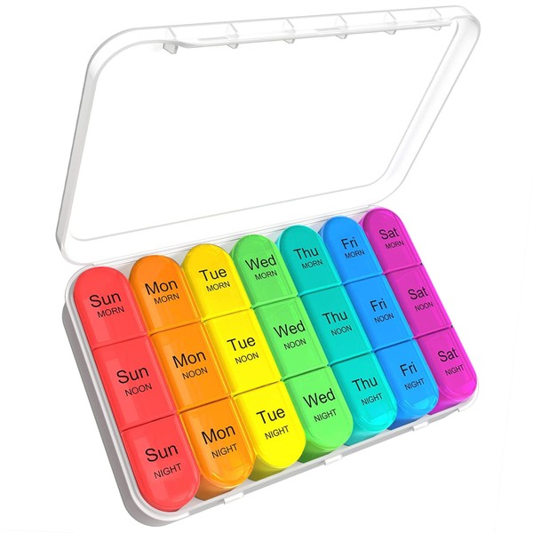 Pill Organizer 3 Times a Day, Weekly Pil Box 3 Times a Day