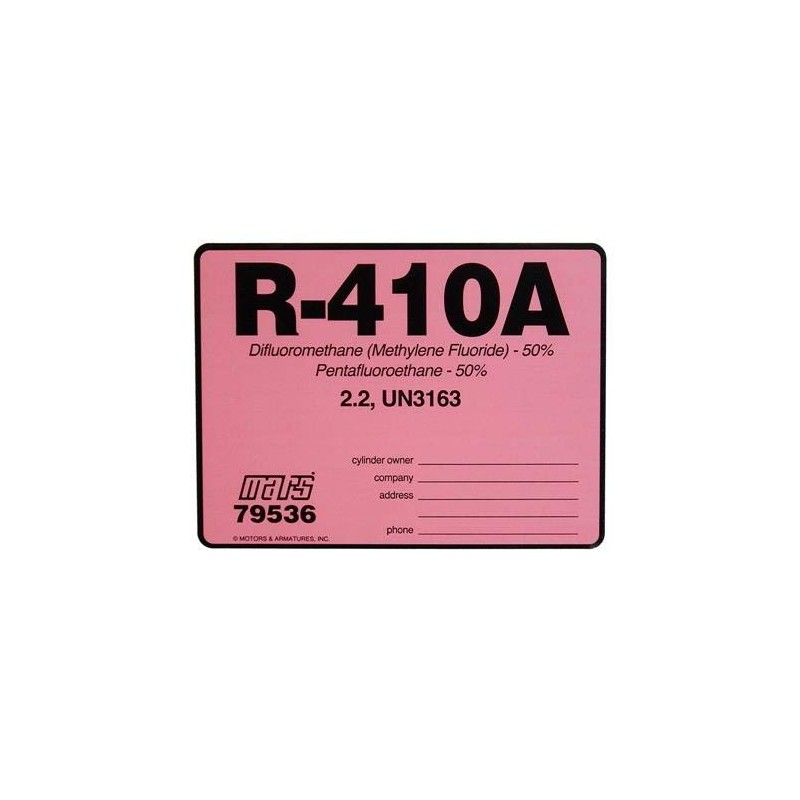 Color Coded Refrigerant ID Labels, Compatible Replacement for Genetron AZ-20
