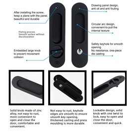 betensh Sliding Door Lock Sliding Door Handle with Key Door Lock Handle Sets Sliding Door Mortice Lock Handle 173 mm Black Handle for Door Lock Door Handle Sets