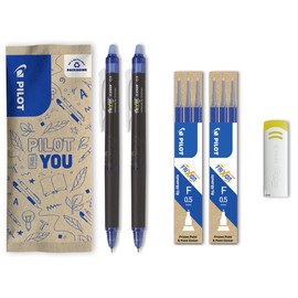Pilot Set of 9 Frixion Point Clicker - 0.5mm Erasable Thermosensitive Ink Rollerball Pen - 2 Blue, 6 Blue Refills, Frixion Remover - Fine Tip Rollerball Pen - Refillable - Magic Pen