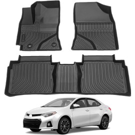 All Weather Rubber Car Floor Mats Compatible with 2014-2019 Toyota Corolla(NO FIT Corolla im & Hatchback), Full Set Includes 1st and 2nd Rows Maximum Coverage, Laser Measured, Non Slip