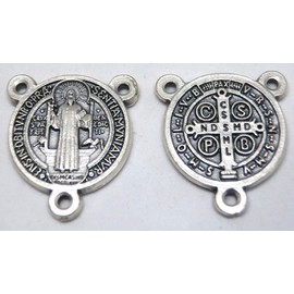 GTBITALY 68.248.30 Cross of Saint Benedict for Rosary Galvanised Silver for 10 Pieces Size 2 cm