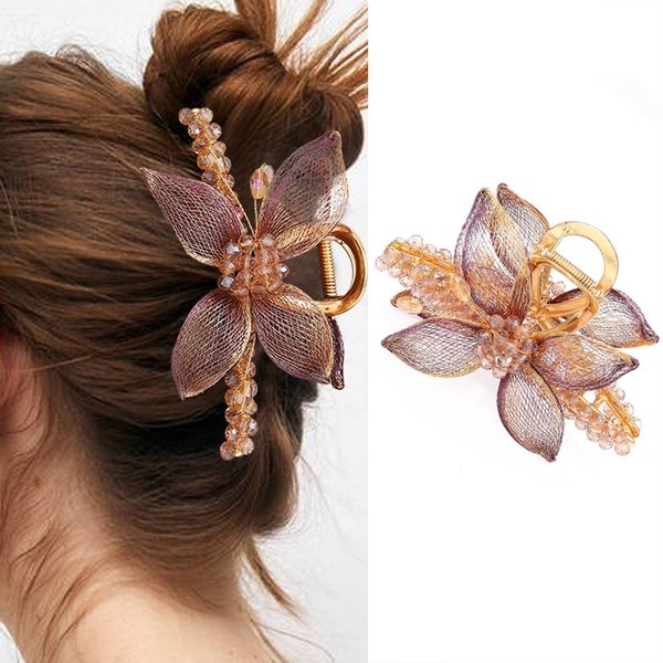 CAKURE Flower Claw Clip Sparkly Hair Claw Clip Fancy Hair