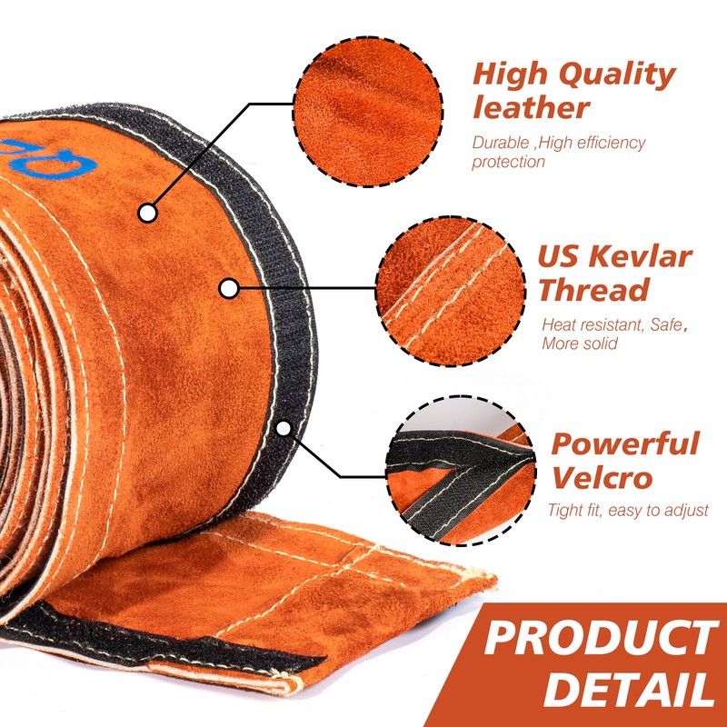 QeeLink TIG Welding Torch Cable Cover Flame Resistant Leather Brown
