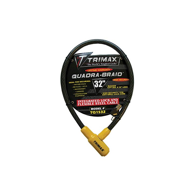 Trimax TQ1532 Trimaflex Integrated Keyed Cable Lock, Yellow / Black,
