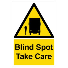 V Safety Blind Spot Take Care 200 x 300 mm - Glow In The Dark 1mm Rigid Plastic Safety Sign