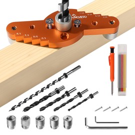 Dowel Jig Kit for Floating Shelf Bracket(& 1/2" x 11.8" Drill Bit),Self-centering Scriber(& 1/4",5/16",3/8",7/16" Drill Bits),Drill Guide for Hidden Shelf Brackets & Mantels,Centering Hole Drill