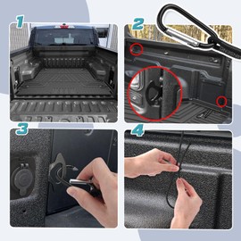 Flymotor Truck Bed Mat for Ford Maverick 2022 2023 2024 2025 All Weather Rear Bed Liner TPE Trunk Bed Liner for Ford Maverick Accessories(Hybrid & Gas Model - XL/XLT/Lariat)