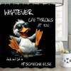 Black and White Shower Curtain,Funny Quotes Duck Bathtub Curtain,Animal Pet
