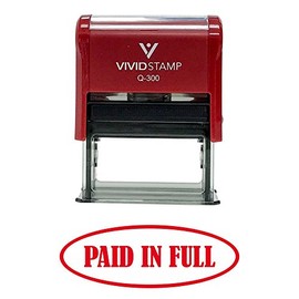 Sello de goma para oficina con entintado completo, diseño ovalado (rojo), grande