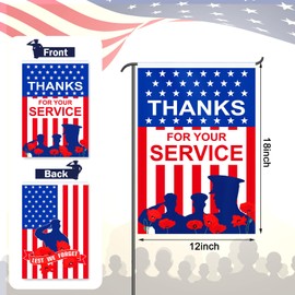 Remagr Veterans Day Garden Flag Set 2 House Flag 28 x 40 and Garden Flag 12x18 Different Patterns on Double Sides Thank You Veterans Home Decor Military Outdoor Memorial Yard Banner Veteran Gifts