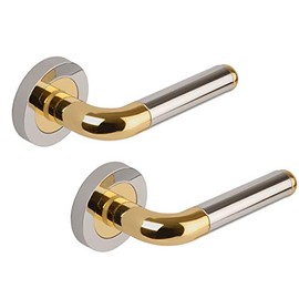 Excel DH3630 Orbit Passage Door Handles on Round Rose, Duel Polished Chrome/Polished Brass,16.4 x 12.2 x 6.2 cm