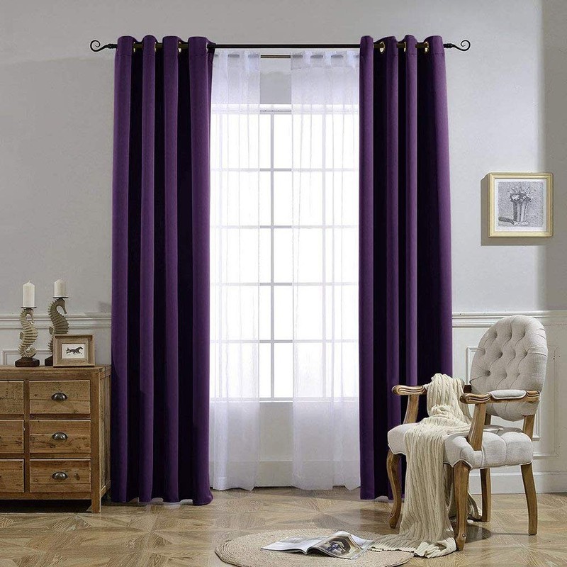 NICETOWN Blackout Curtains Drapery Panels - Window Treatment Royal Purple