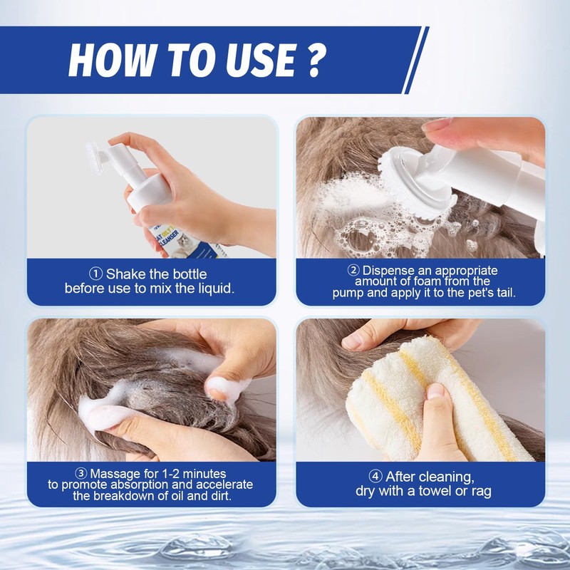 Ninibabie Cat Oily Tail Cleanser, 2-in-1 Wash and Brush,Removes Oil