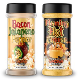Flaming Hot Cheese & Bacon Jalapeño Popper Popcorn Seasoning – 2 Pack Spicy Savory Snack Blend with Cheese, Jalapeno, Bacon – Bold Sprinkle for Popcorn, Fries, Chips, Nachos, Veggies, Party Snacks