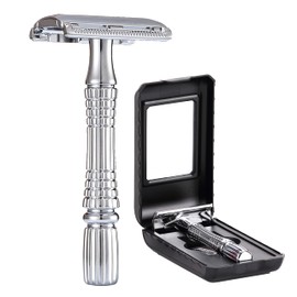 BAILI Double Edge Safety Razor Rust-Proof Reusable Manual Wet Shaving Shaver for Men Women with Mirrored Travel Case BD176B