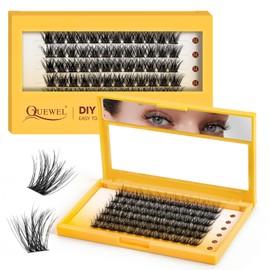 QUEWEL Lash Clusters 72Pcs Eyelash Clusters 14mm 3D DIY Lash Extensions Soft and Fluffy Cluster Lashes Easily Create Natural Effects At Home(LTM01-14mm)
