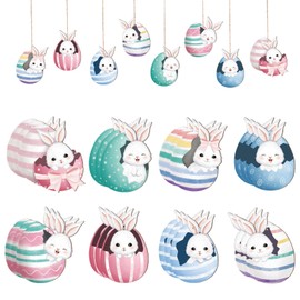 Vintage Decoration Easter Wooden Hanging Ornaments MIXFOSAHN Vintage Style Rabbits Bunny Wood Cutouts Rustic Farmhouse Spring Tree Decor Home Easter Party Supplies 24Pcs