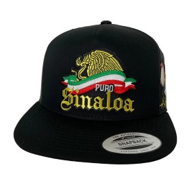 Unbranded PURO SINALOA Y EL GALLO A LADO EL CHAPO GUZMÁN HAT BLACK MESH MEXICO