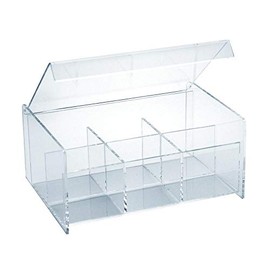 Lillian Collection Premium Heavyweight Acrylic Clear Tea Box (8.375" x 5.875" x 3.75", Pack of 6) - Elegant & Durable Storage for Teas, Perfect for Home, Office, & Gifting