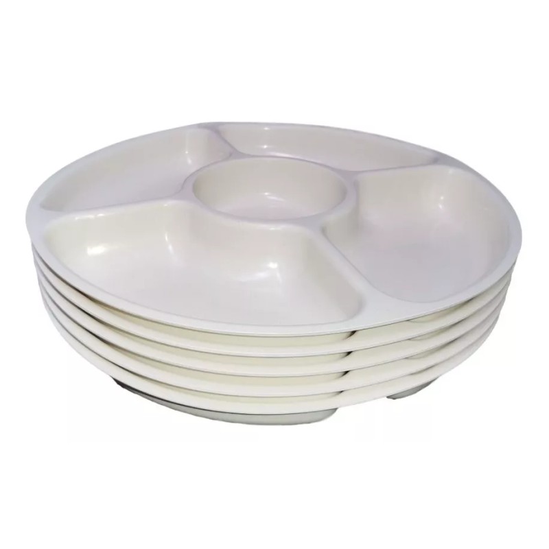 Boris 8 Botaneros Dip Redondos De Plástico 5 Cavidades Salsero