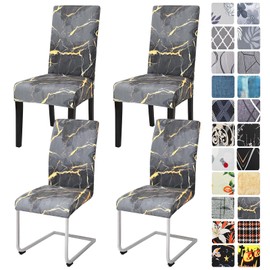 Alishomtll Stretch Chair Covers, Set of 4/6 Chair Covers, Swing Chair, Elastic Dining Room Chair Covers, Removable Washable Chairs, Protection for Kitchen, Restaurant, Hotel, Banquet (Marble, Set of