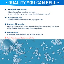 Yeather 10 Gram [30 Packets] Silica Gel Packets - Food Safe Reusable Desiccant Moisture Absorbers Dehumidifiers for Spices, Jewelry, Shoeboxes, Electronics Storage